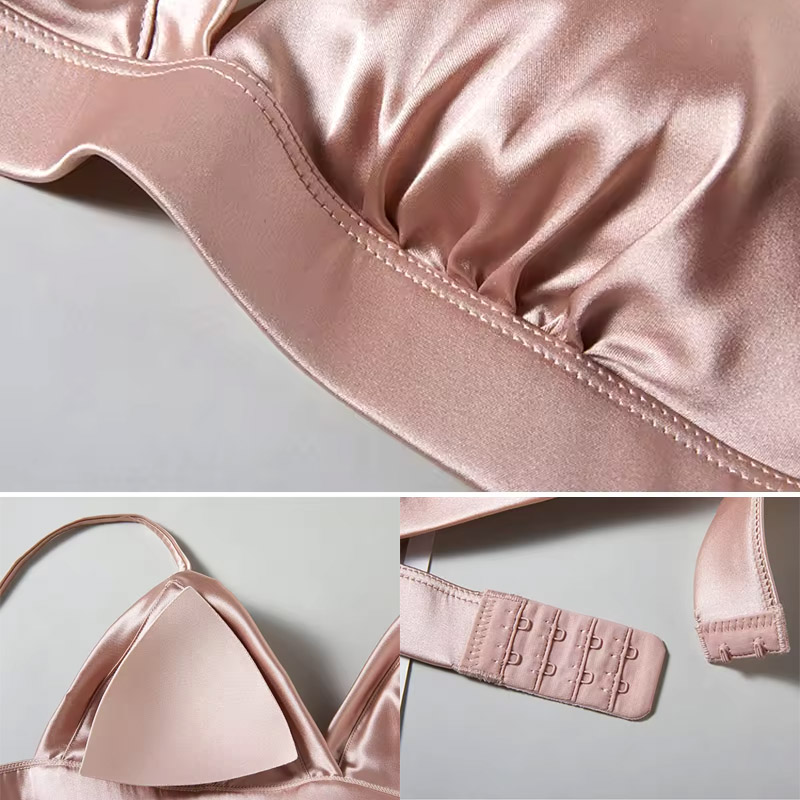 Luxury Real Silk Satin Wireles - Sleep Bra Bralette review and price