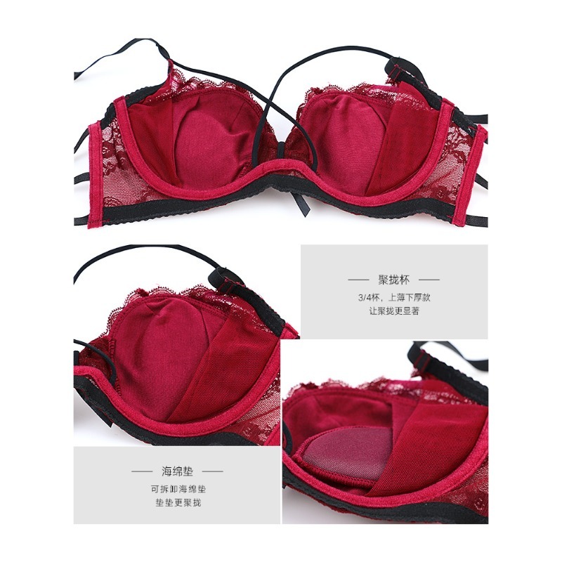 Elegant Lace Half Cup Bra Set, - Demi Bra Balconette review and price